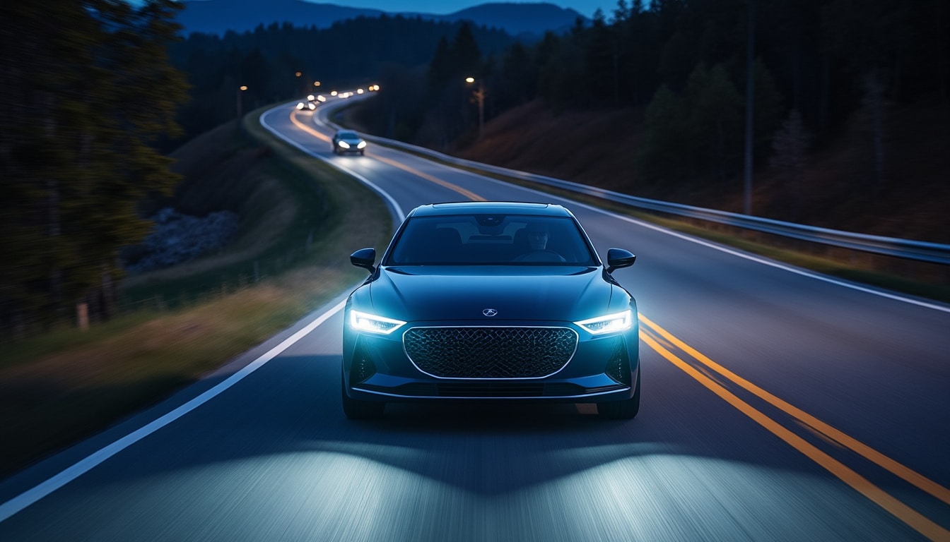 découvrez comment les phares matriciels adaptent automatiquement leur faisceau à la circulation adverse pour améliorer la visibilité sans éblouir les autres conducteurs.